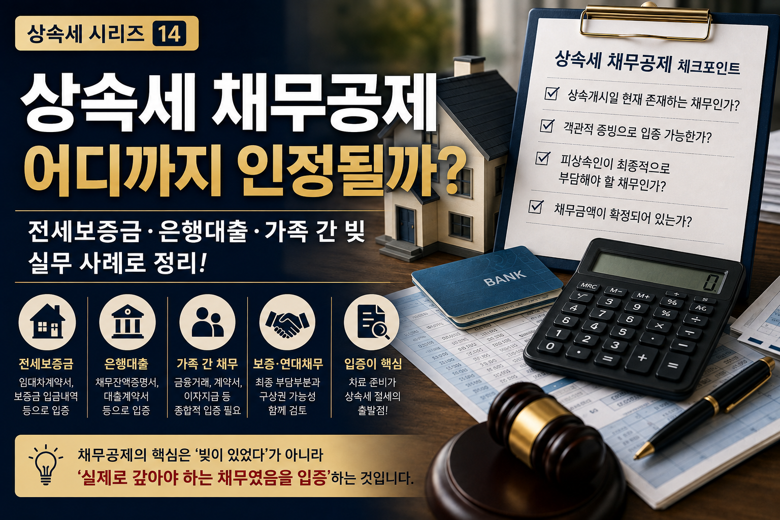 상속세 채무공제 어디까지 인정될까? 전세보증금·은행대출·가족 간 빚 실무 사례