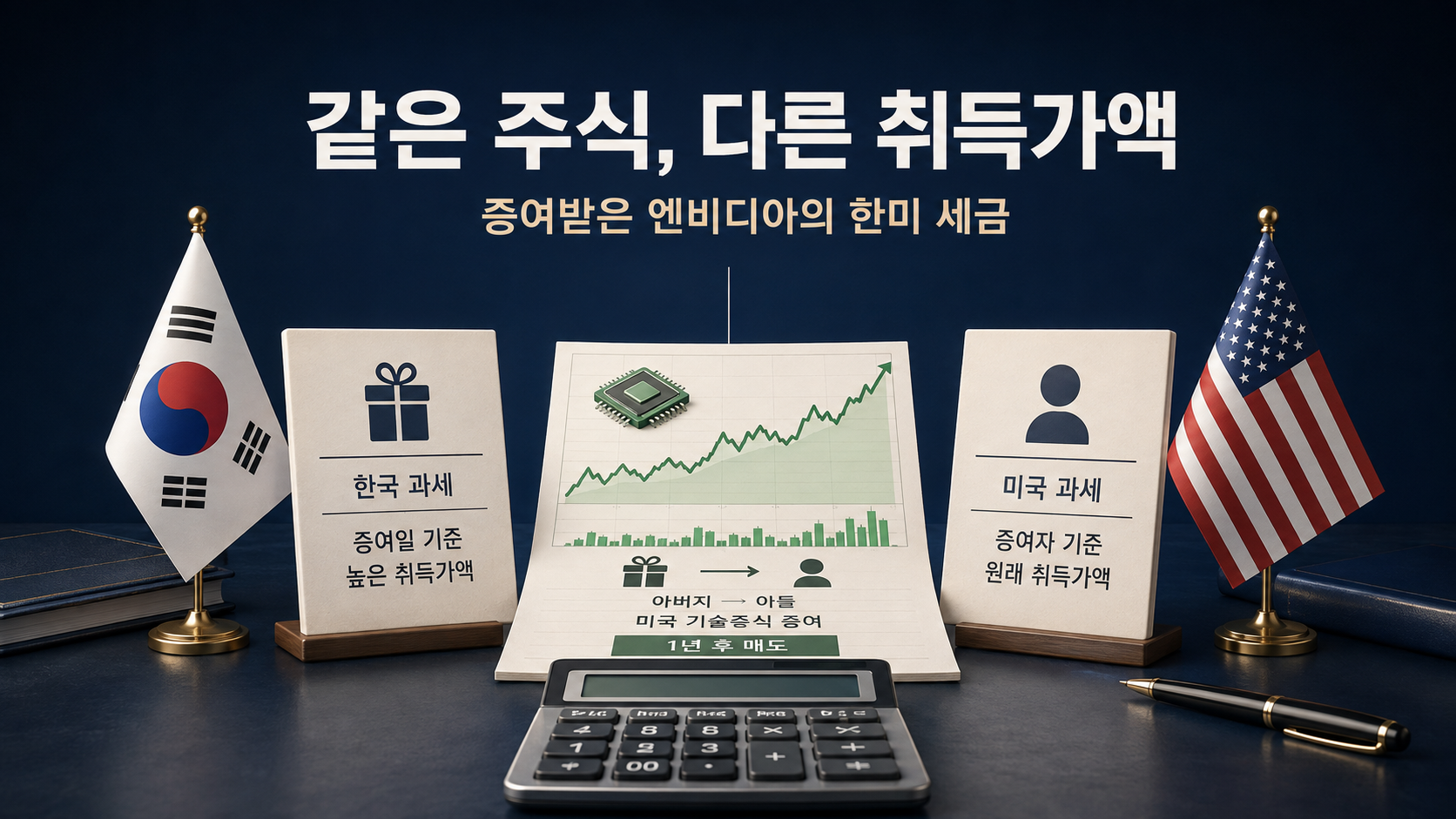 1년을 기다렸는데 양도차익이 다시 커졌습니다｜아들이 증여받은 엔비디아의 한미 세금