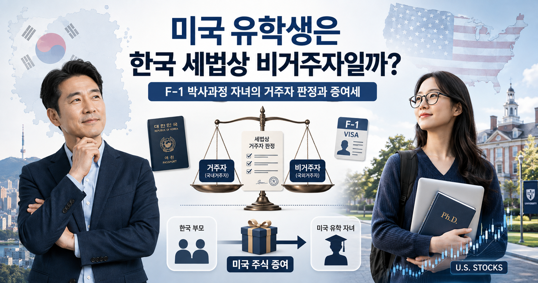 미국 유학생은 한국 세법상 비거주자일까?｜F-1 박사과정 자녀의 거주자 판정과 증여세